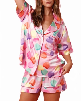 Conversation Heart Valentine Jammies In Pink Versatile Styling Ultra Soft Weave