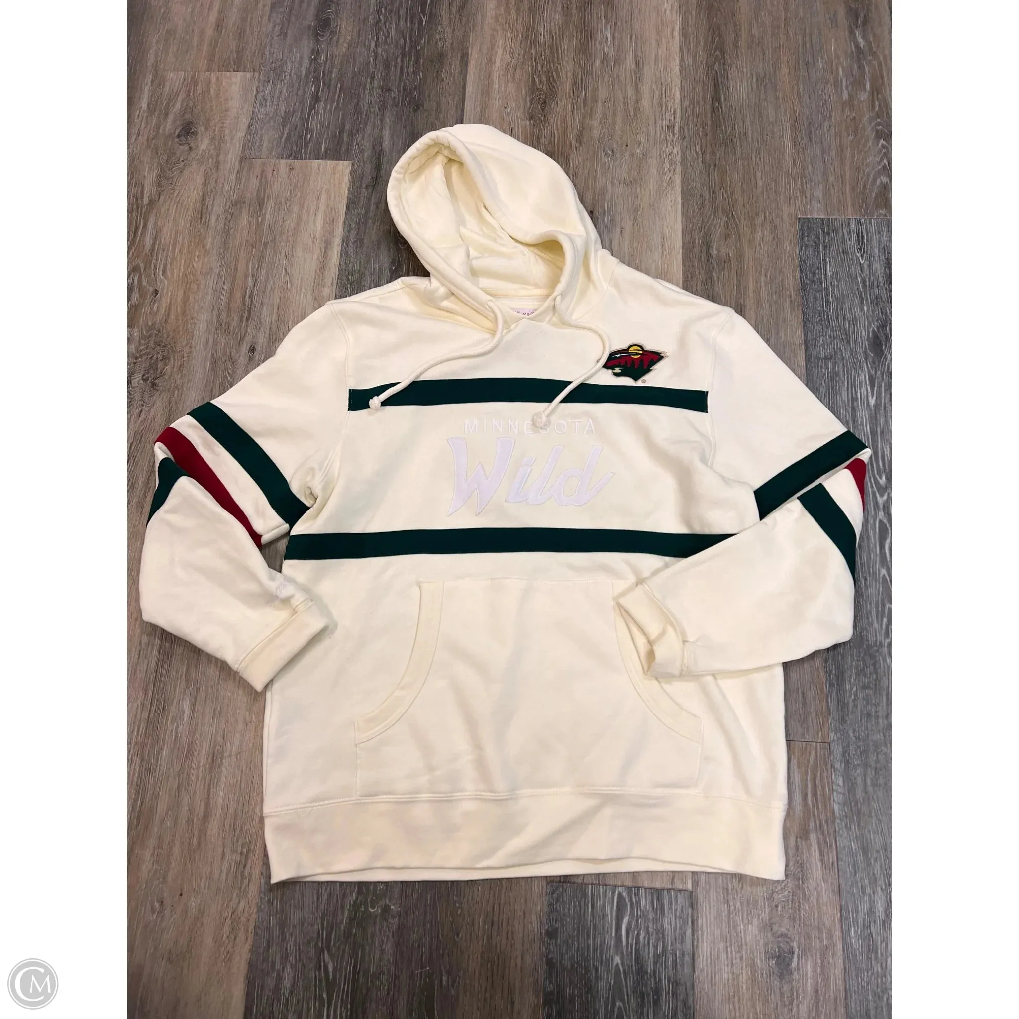 Athletic Sweatshirt Hoodie By Mitchell and Ness In Cream, Size: Xl Denim Shirt MinimalistSilhouette