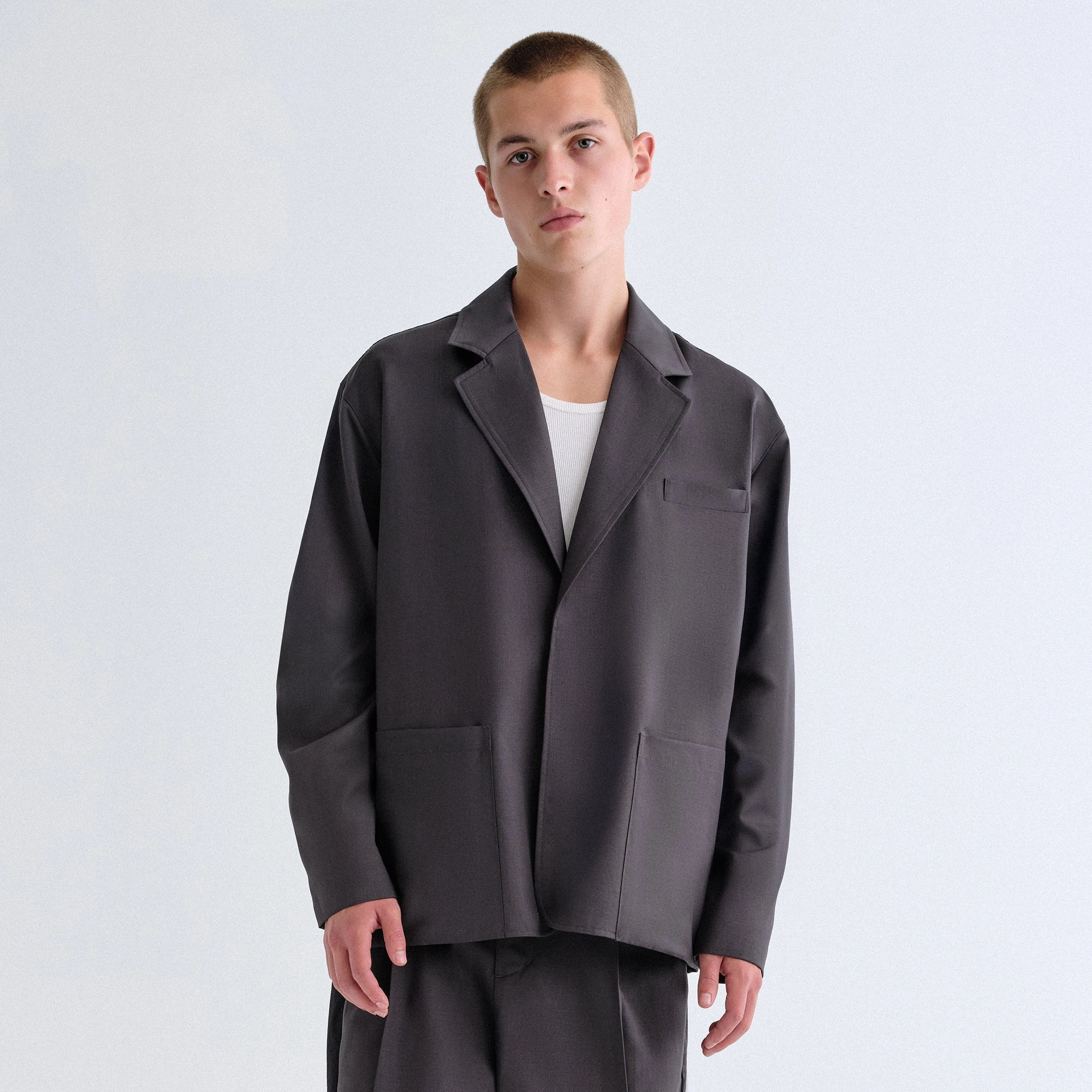 InterchangeableLining &Kin Tropical Wool Reversible Brant Blazer - Carbon