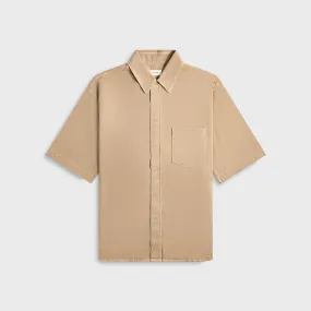 Water Repellent Finish Lemaire Short Sleeve Denim Shirt - Natural Beige