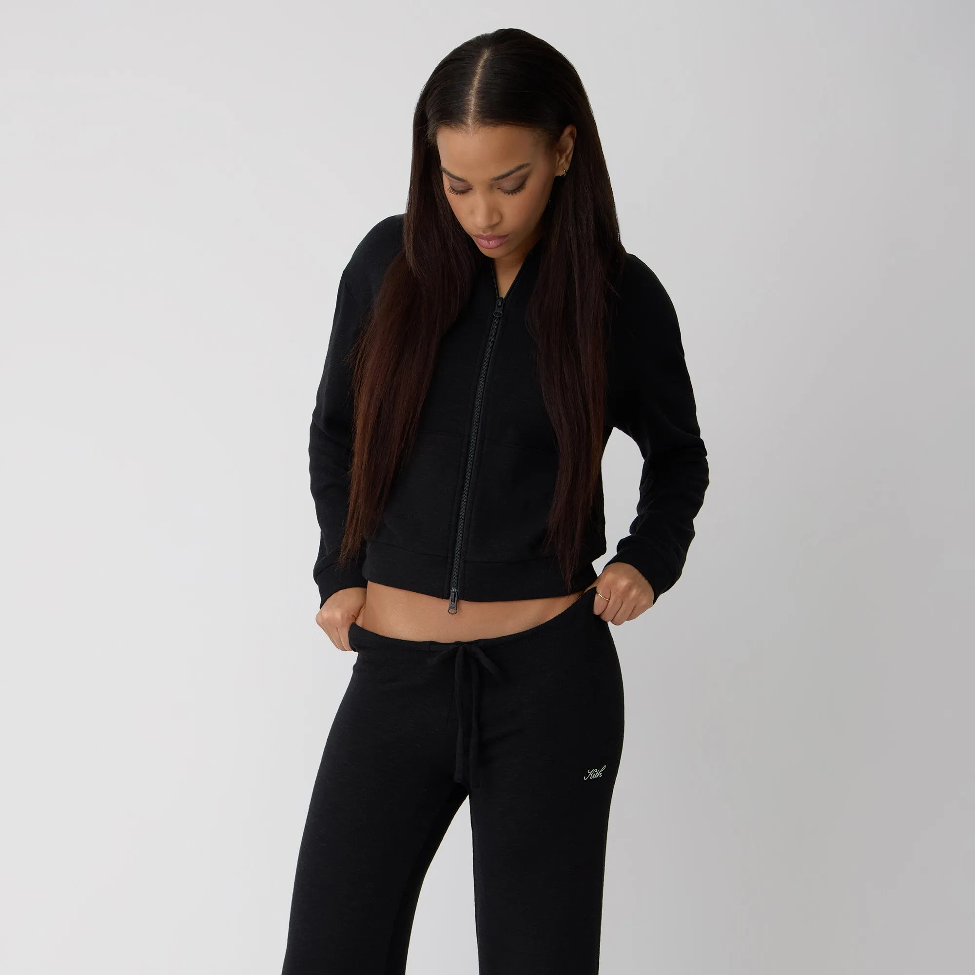 Fashionable Timeless Minimal Kith Women Leary Lounge Zip Hoodie - Black