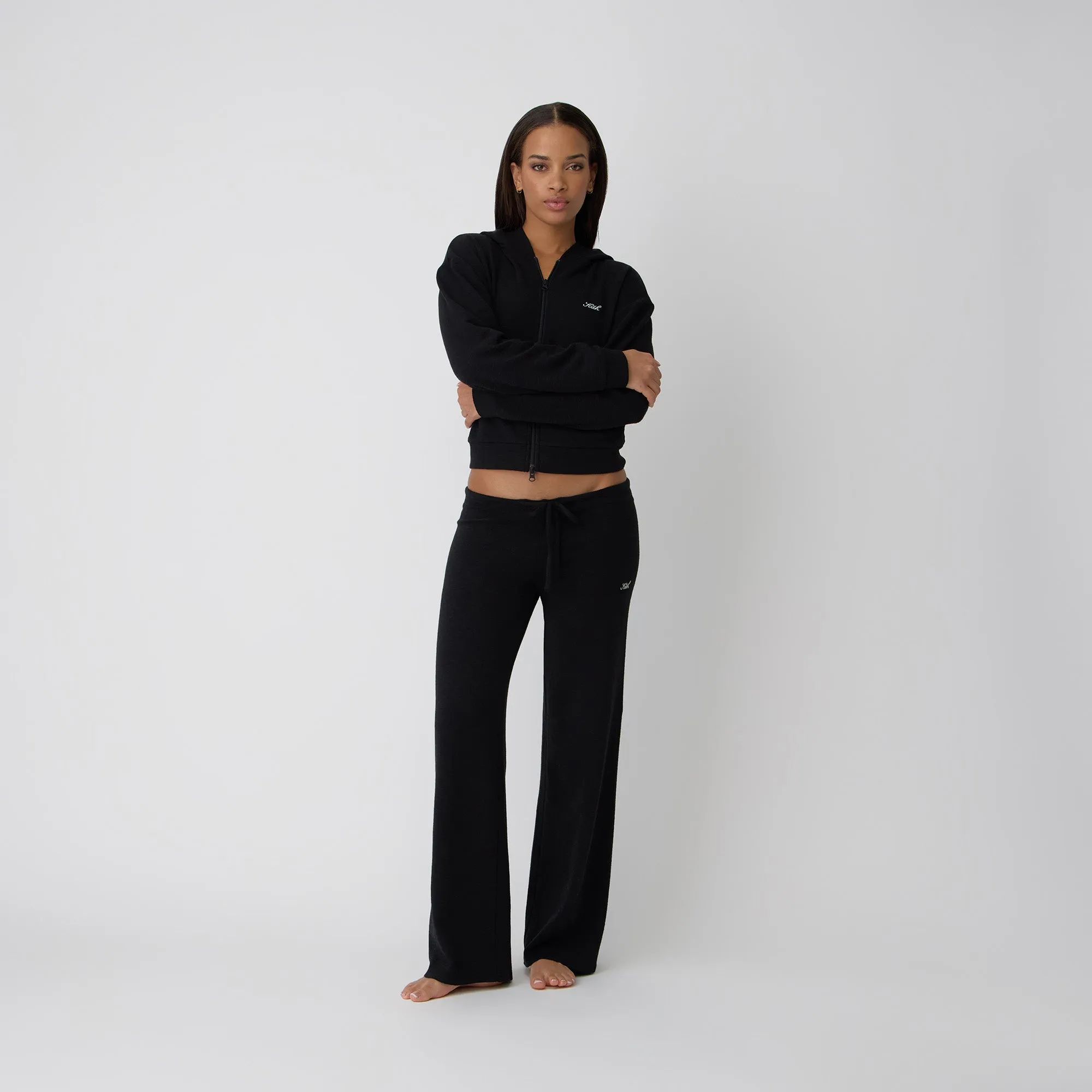Kith Women Leary Lounge Zip Hoodie - Black Layered Look appropriate for sports