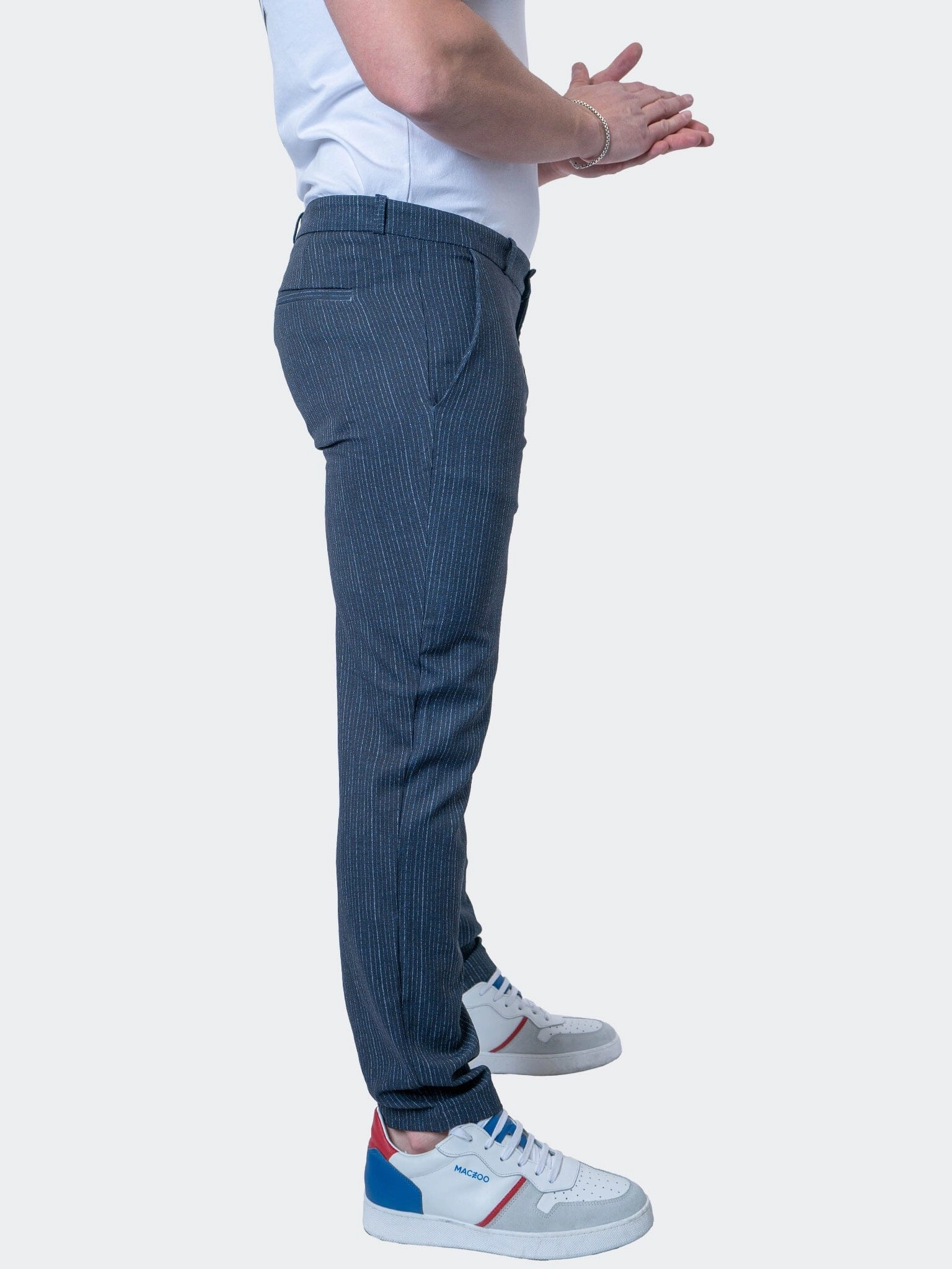 Outfit Basic Holiday Vibes Date Night Lightweight 4-Way Stretch Pants Lines Blue