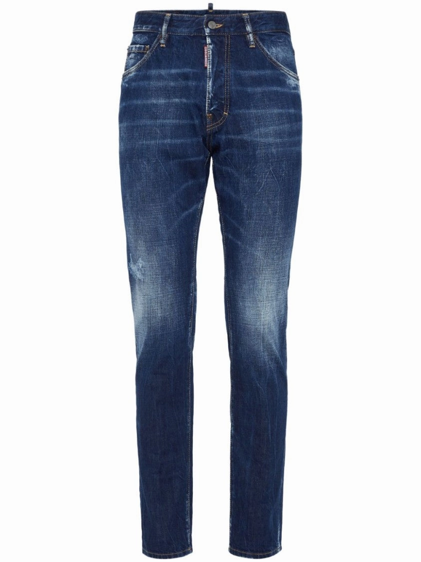 Weather Friendly Easy Fit Classic Straight-Leg Jeans With Faded Wash And Distressed Details