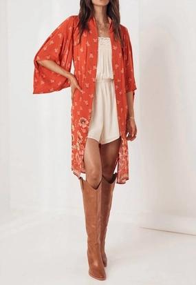 Joni Midi Robe In Campfire Double Layered Hem