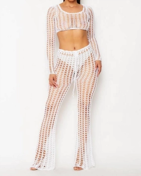 Tulum Crochet Set In White Midweight Fabric Sustainable Manufacturing