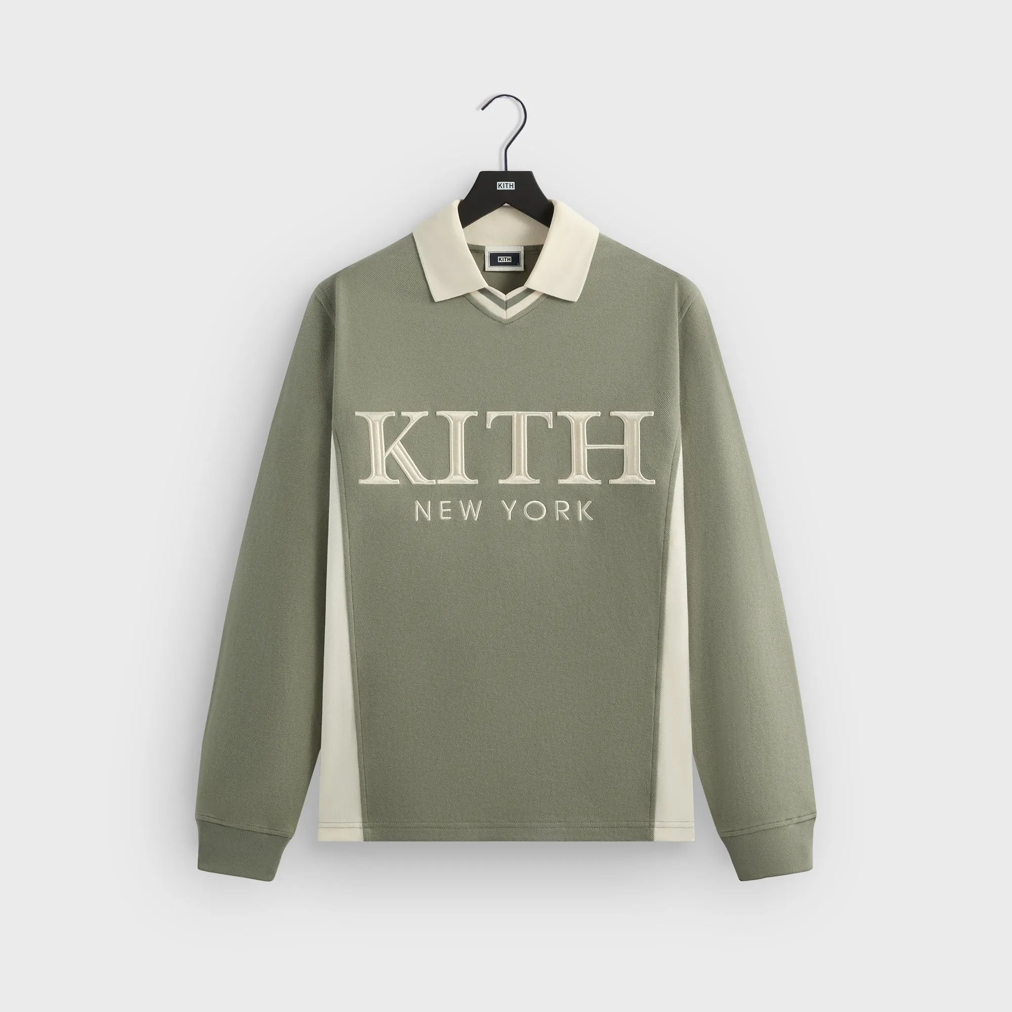 Comfortable Collar Kith Pique Long Sleeve Tap Polo - Scene