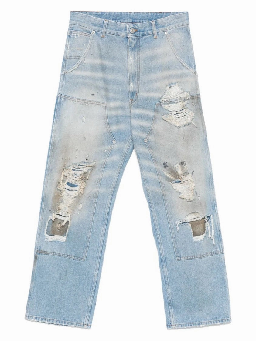 Trend Setter Chill Outfit City Walk Bold Look Indigo Blue Distressed Jeans