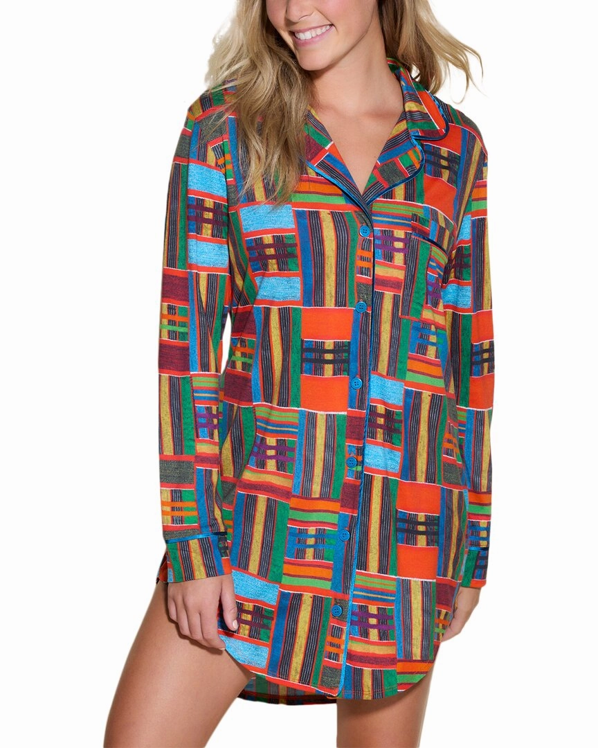 Layered Collar Plush Fleece Lining Cosabella Bella Printed Nightshirt
