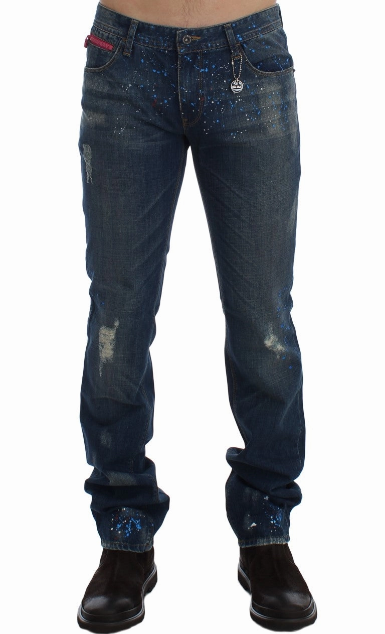 All Body Fit Wide Leg Silhouette Costume National Chic  Wash Painted Slim Fit Men's Jeans