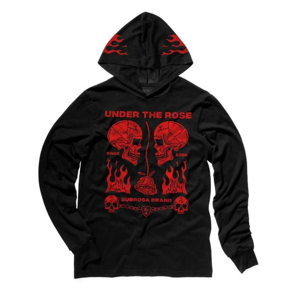 Subrosa Rose Malone Hooded Long Sleeve T-shirt - Black Easy-to-Match