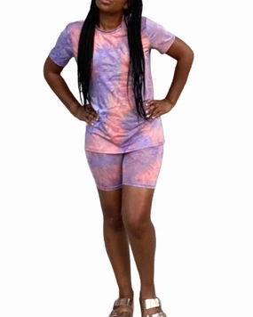 hypoallergenic material Odor Resistant Tech Cotton Candy Short Set In Pink/purple
