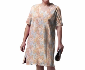 Cotton Ultra Soft Short Sleeve Sleep Tee - Plus In Ditzy Patchwork Floral Comfort Fit Design