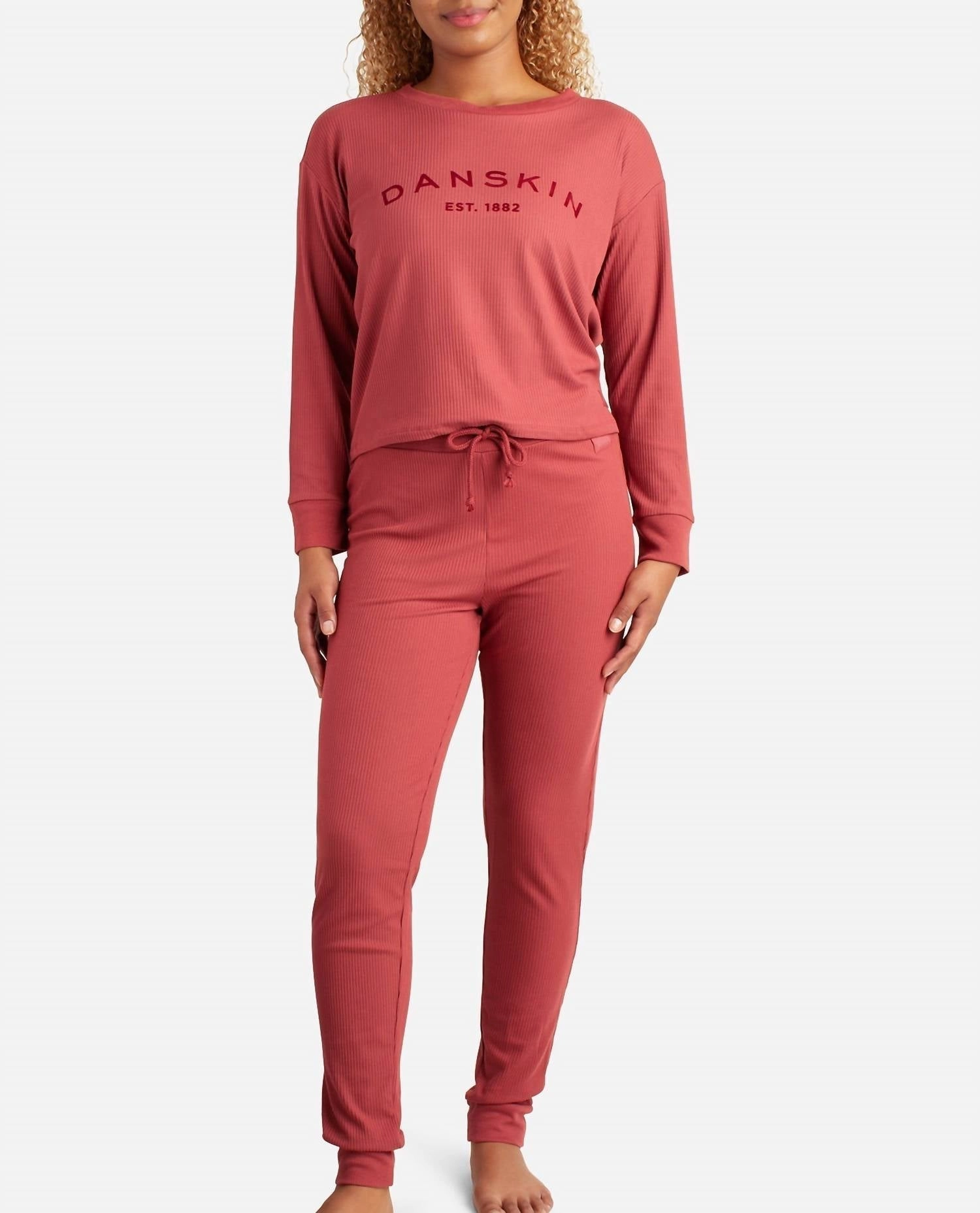 Crew Neck Pullover Sleep Set With Jogger In Coastal Redwood Hypoallergenic Textiles
