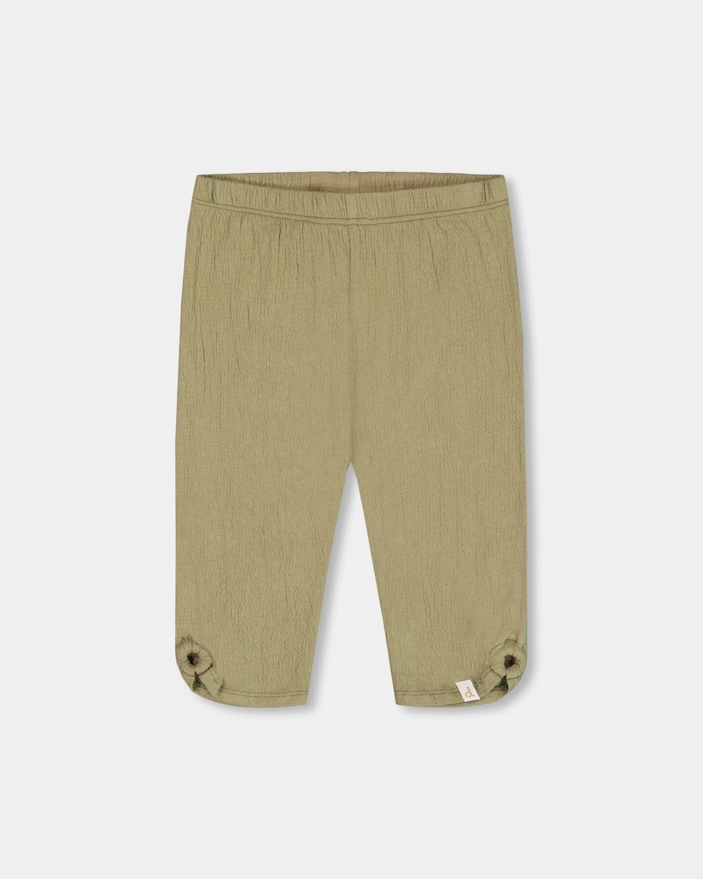 Quick Access Pockets Reflective Trim Crinkle Jersey Capri Legging Olive Green