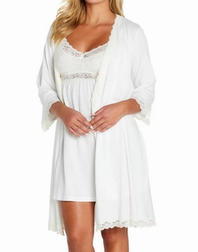 Leslie Three Quarter Sleeve Robe In Ivory High Rise Fit