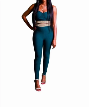 Drop Shoulder Construction FadeResistant Color Currency Pantset In Green