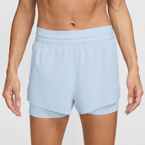 SoftTouch Texture Stable Nike | Women's Swift Dri-FIT Mid Rise 2-in-1 Running Shorts - Blue Tint