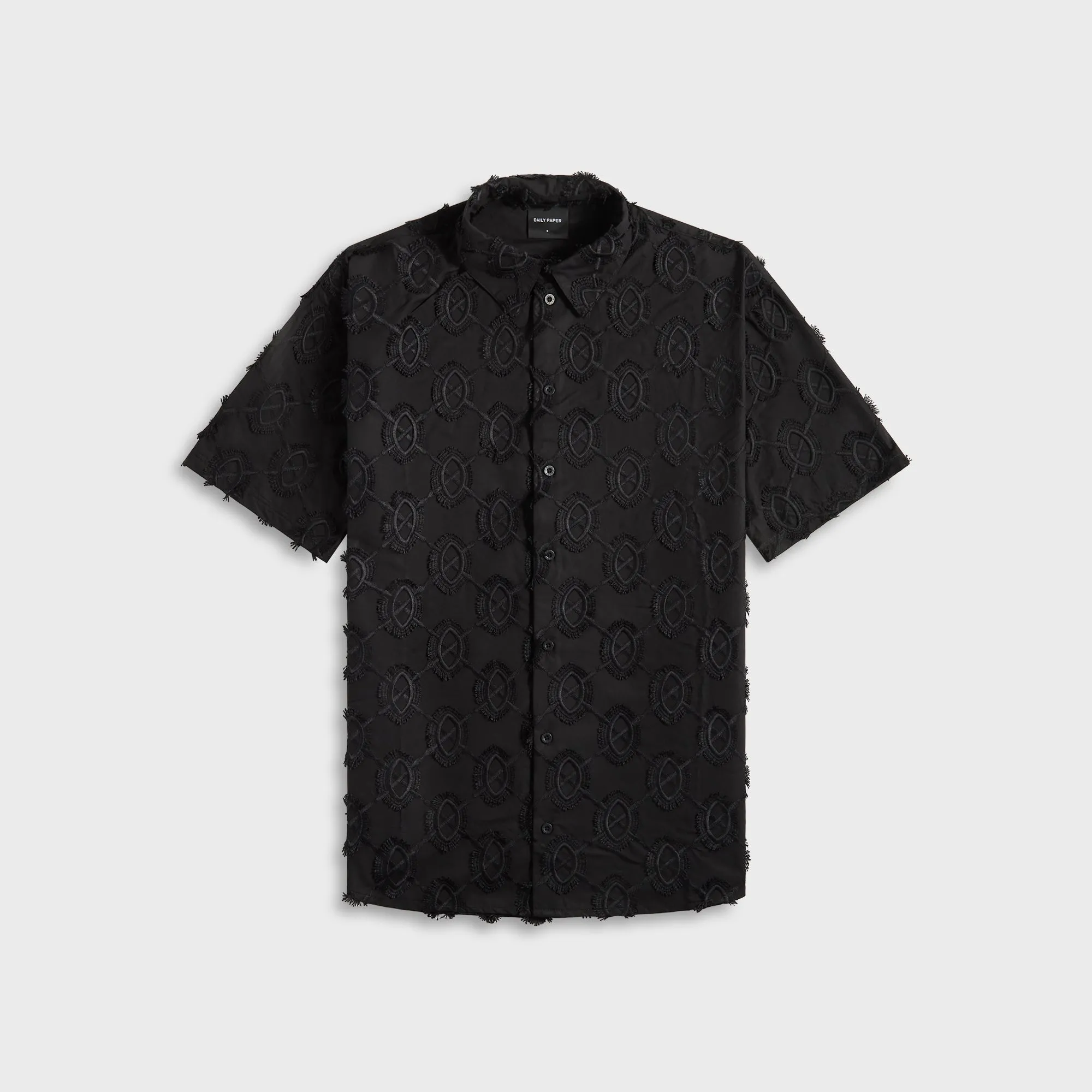 Stretch Material Seamless Sides Daily Paper Trophy Shield Shirt - Black