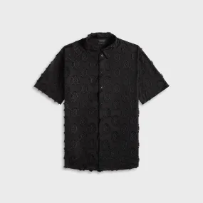 Stretch Material Seamless Sides Daily Paper Trophy Shield Shirt - Black