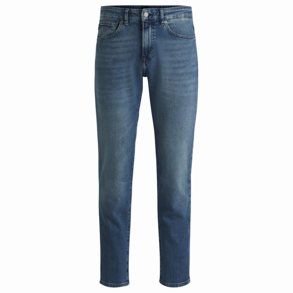 Regular-fit jeans in mid-blue comfort-stretch denim Morning Ready