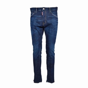 Dark Blue Denim Cool Guy Dark Clean Jeans Vibrant Trendy Button Fly Closure