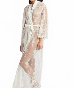 Darling Lace Robe - Plus In Ivory Hidden Stretch Panel Roomy Fit