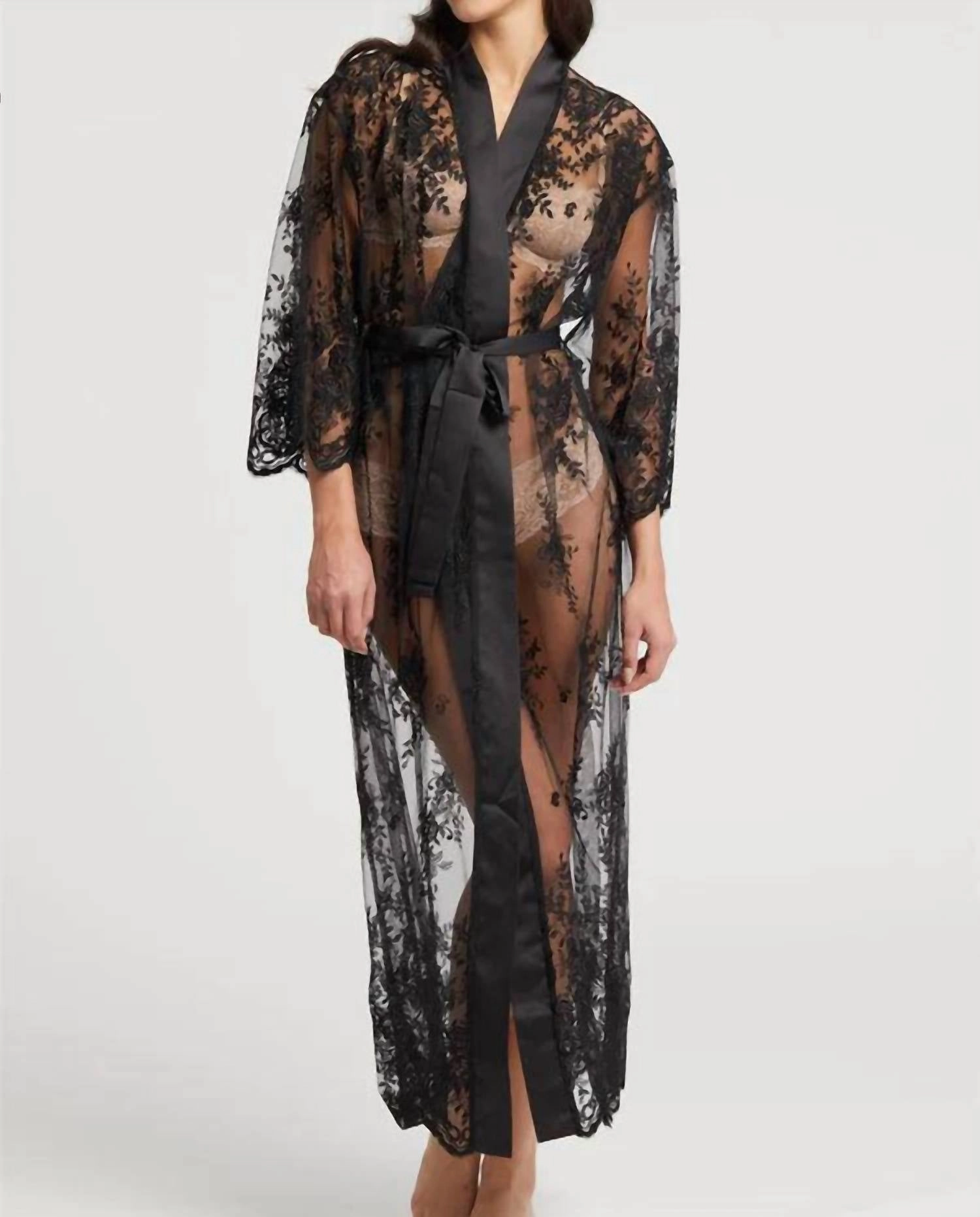 StainResistant Coating Adjustable drawstring Darling Robe In Black