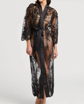 StainResistant Coating Adjustable drawstring Darling Robe In Black