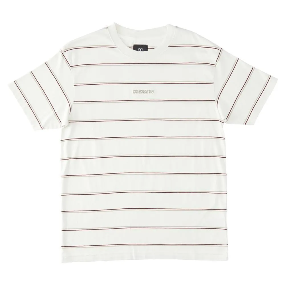 DC Kingpin Stripe T-Shirt - Lily White Taped Neckline