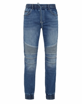 Denim Jogging Trousers Basic Sharp Silhouette