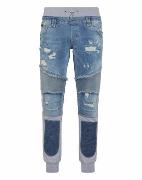Denim Jogging Trousers Skull&Bones Thermal Regulating Fabric High Quality Eco Friendly