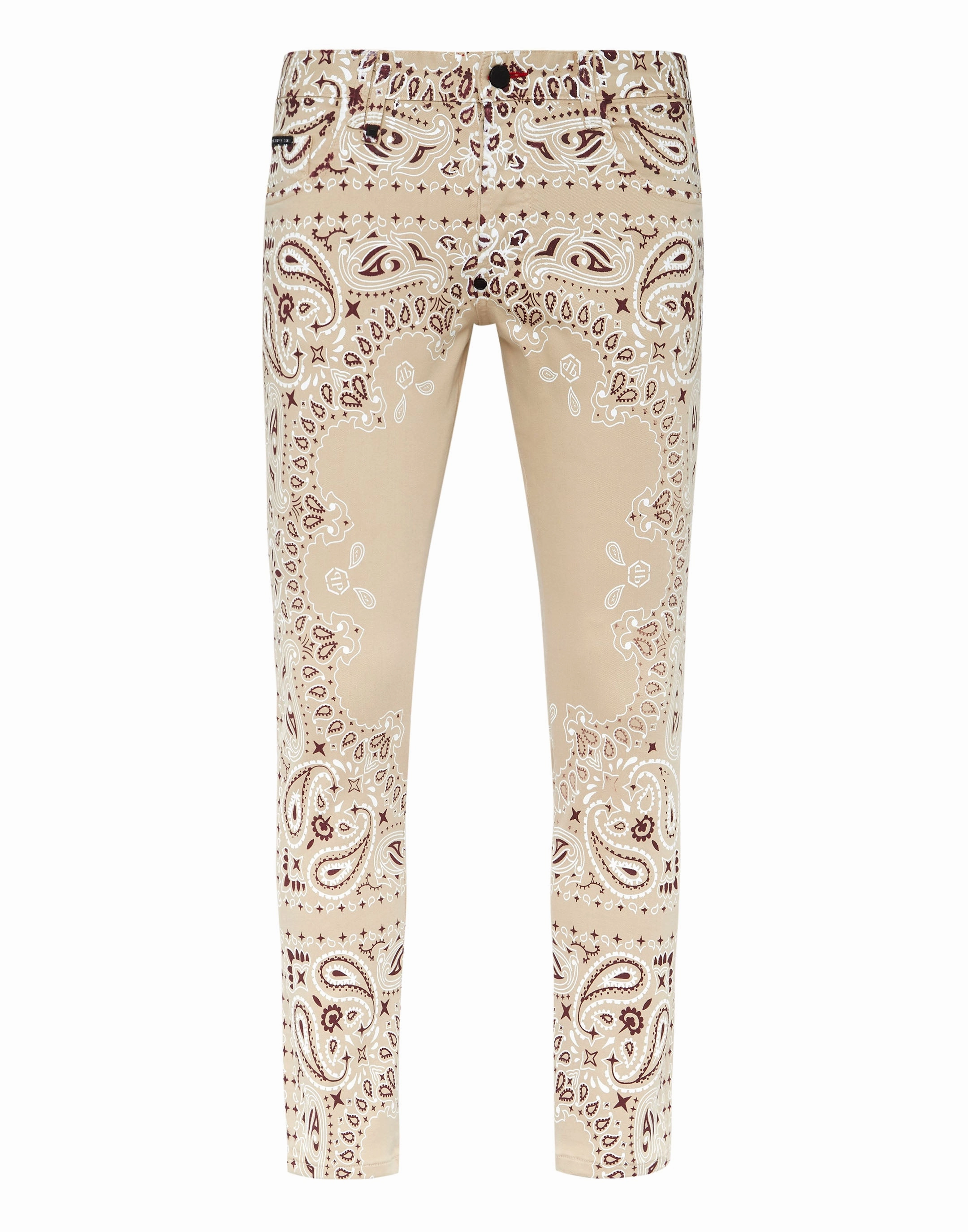 Modern Casual Timeless Design Denim Trousers Skinny Fit Paisley Bandana