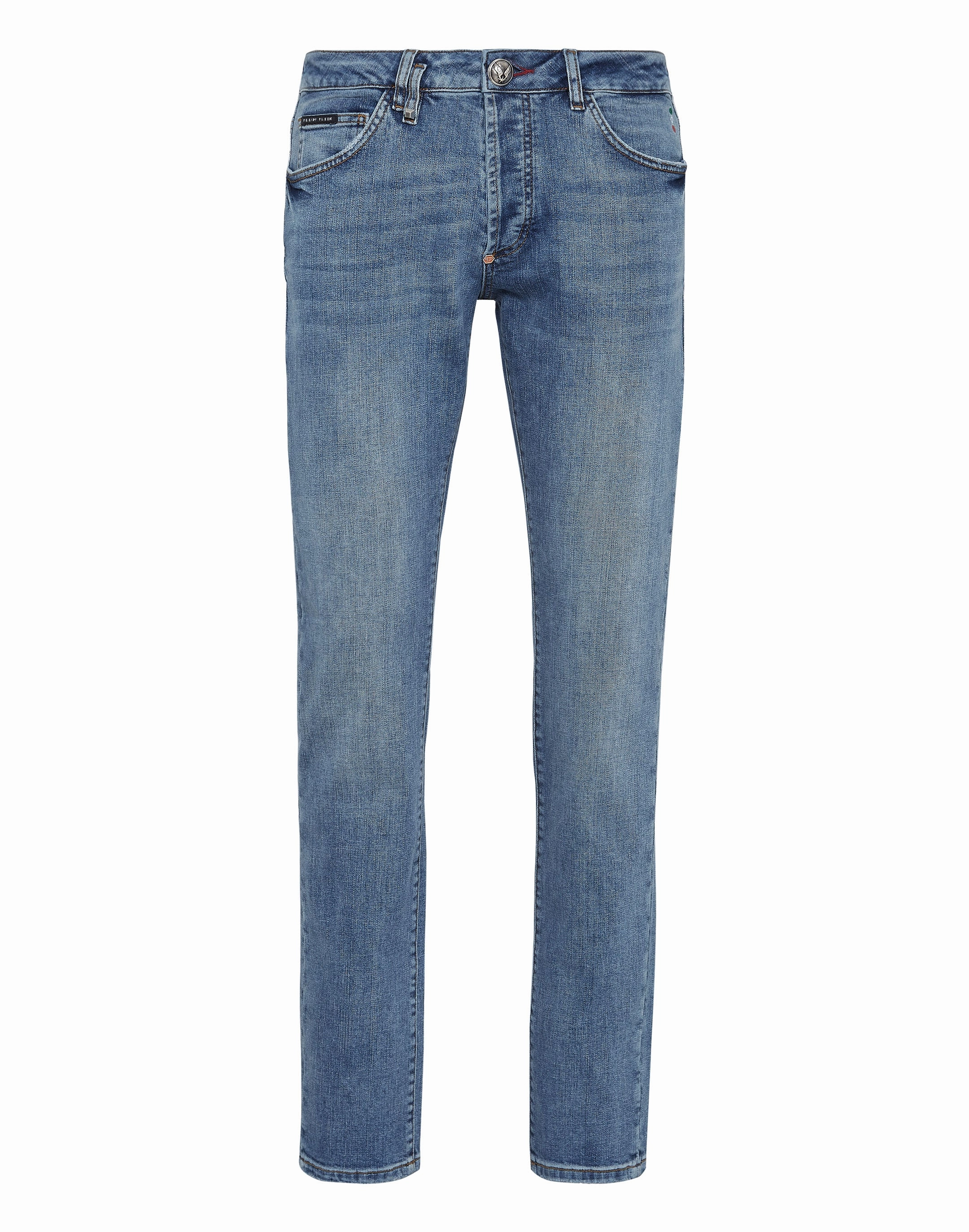 Stain Release Finish Balanced Look Denim Trousers Super Straight Cut Iconic Plein