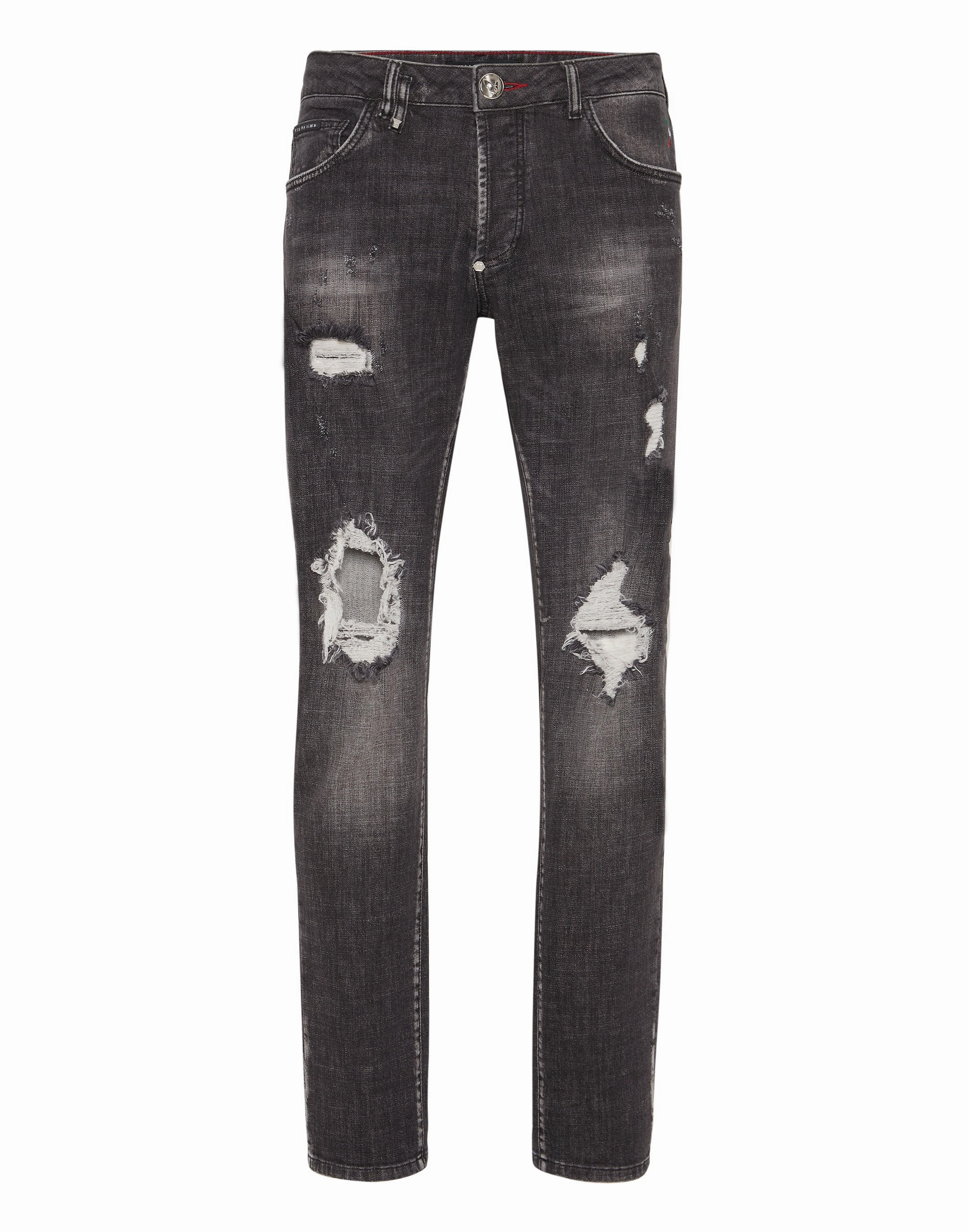 Artist Vibe Work Meeting Casual Denim Trousers Super Straight Cut Lion Circus