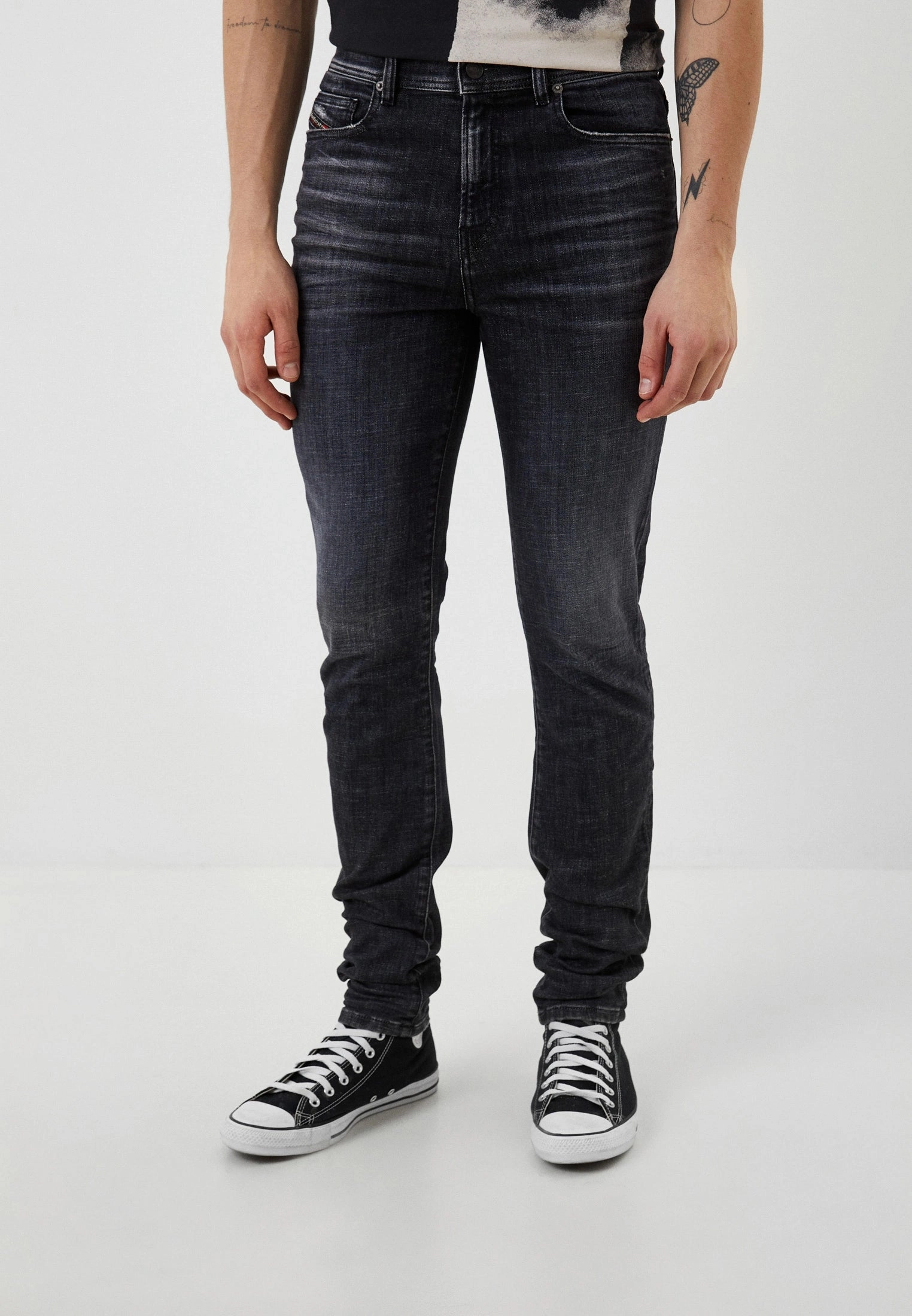 Slim Silhouette Diesel D-Amny Washed Black Skinny Fit Stretch Jeans Denim