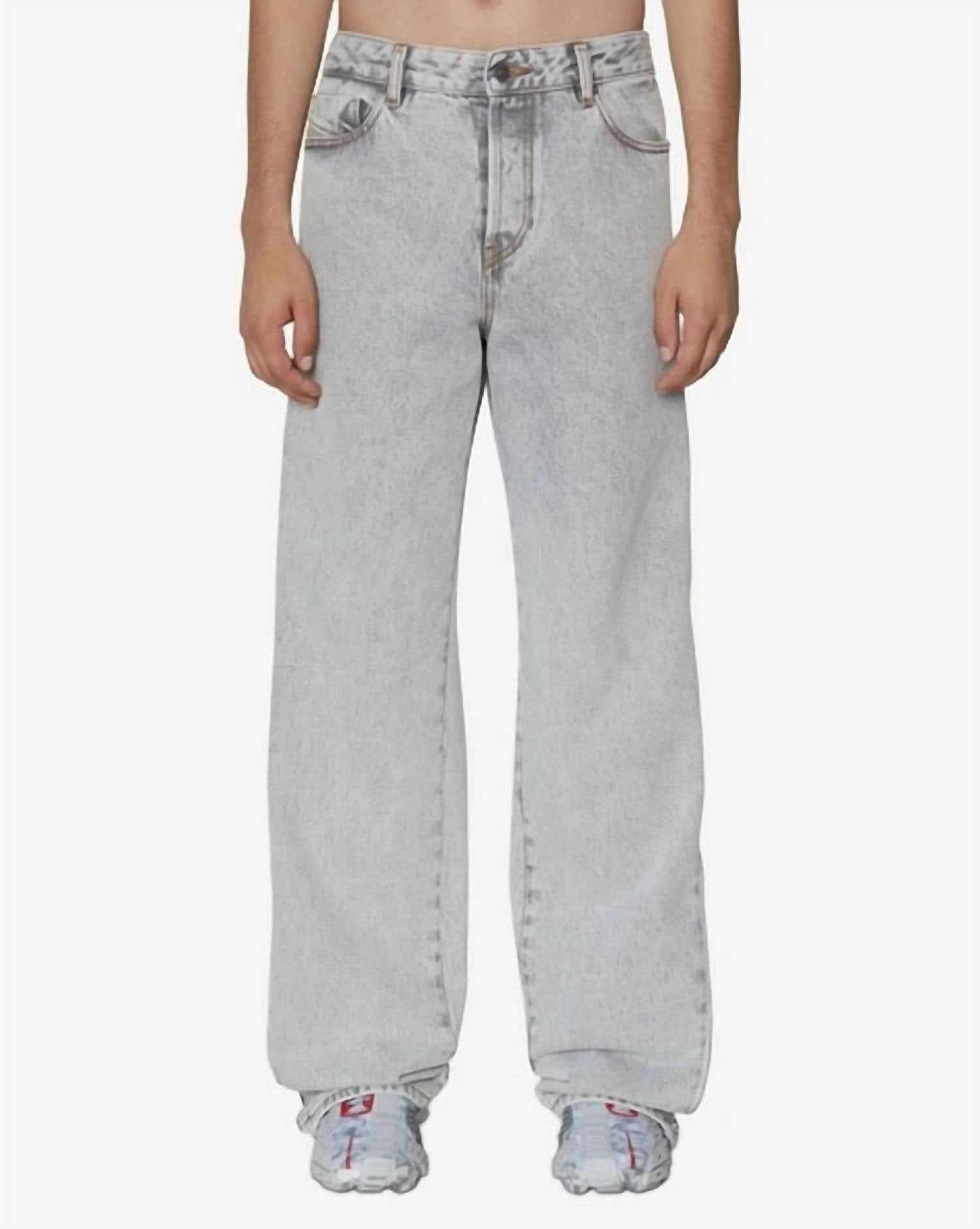 Soft Date Night Street Fashion All Round Piece Diesel Grey Straight-Leg Denim Jeans In Light-Wash