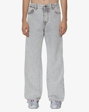 Soft Date Night Street Fashion All Round Piece Diesel Grey Straight-Leg Denim Jeans In Light-Wash