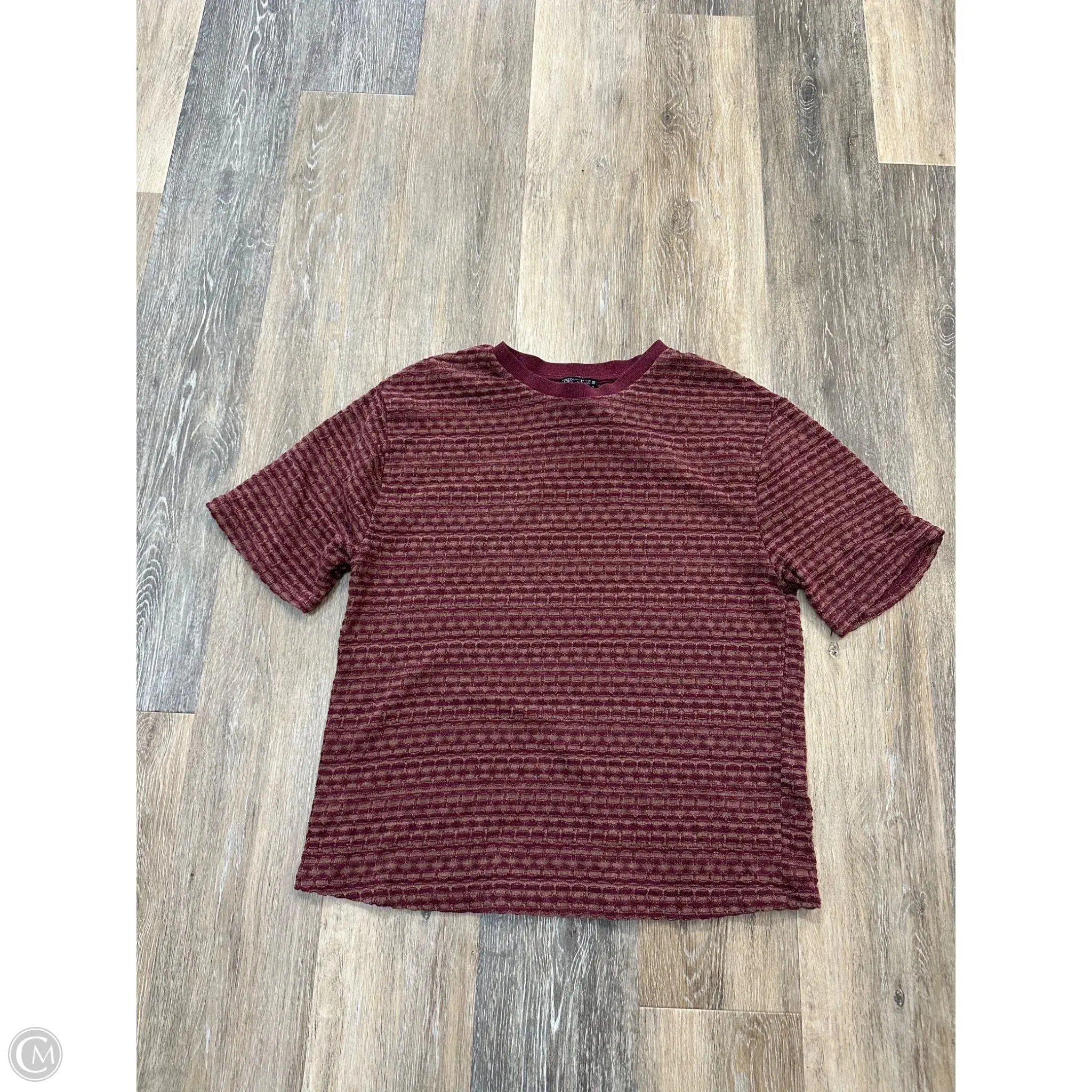 Top Short Sleeve By Zara In Maroon, Size: M ResilientStretch RibbedCuff