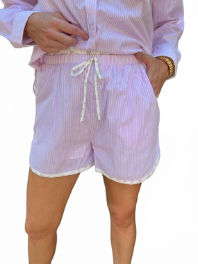 Ditsy Floral Short Set In Striped Pink Wide Leg Opening Design Sustainable Material