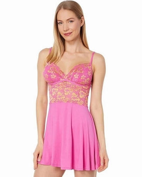 Cosabella Savona Chemise G-String Lingerie Set Women's Small Pink Stretch ERK654 Thermal regulation wrinkle free finish