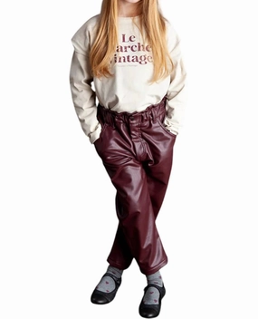 FlameRetardantTreatment Compression Support Lining Sintetic Leather Pants In Maroon