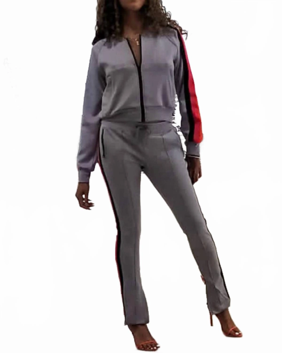 Sustainable Material High Rise Fit Don't Track Me Tracksuit In Gray