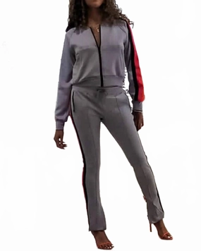 Sustainable Material High Rise Fit Don't Track Me Tracksuit In Gray
