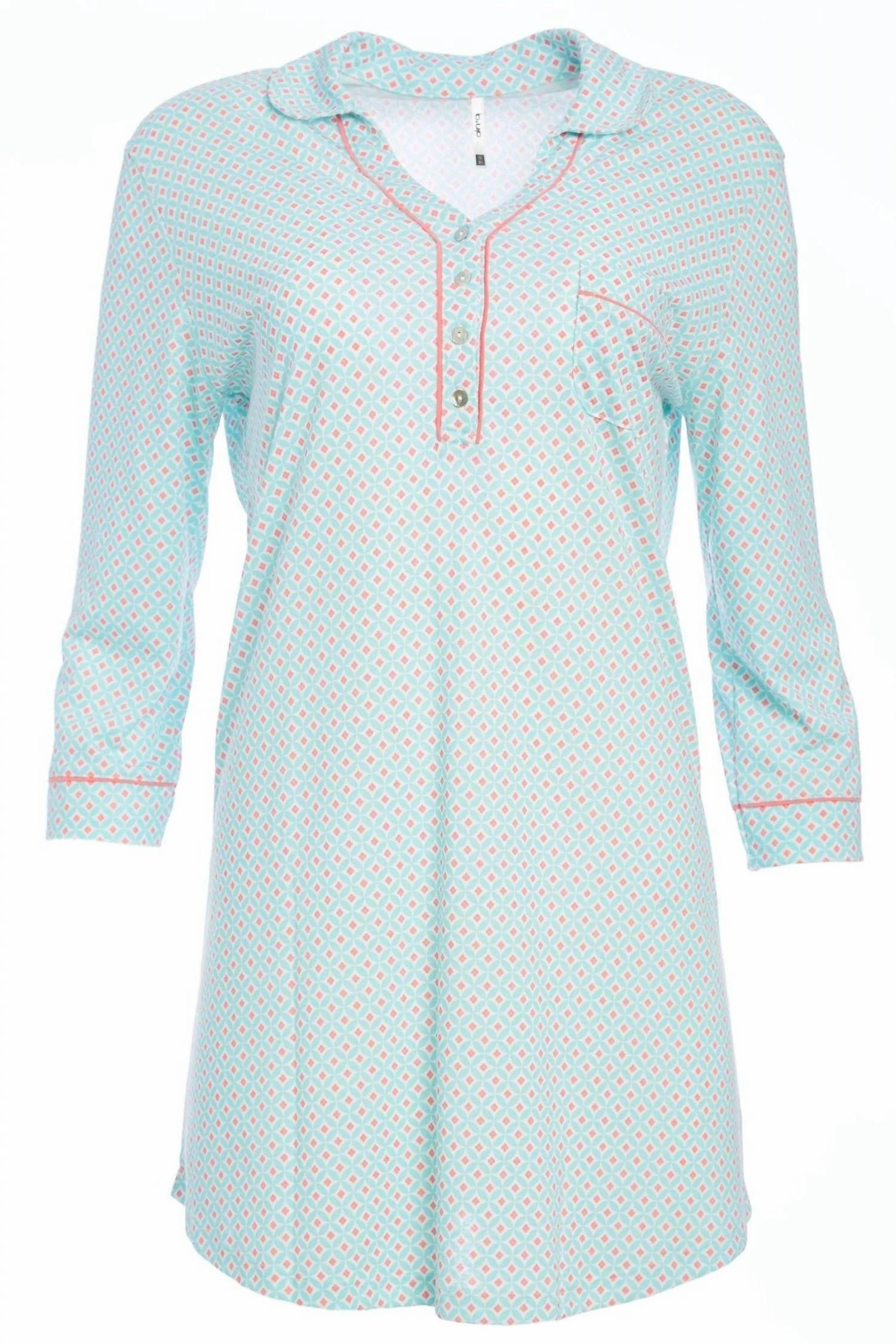 Women's Misha Bracelet Length Pull Over Nightshirt In Flower Print Comfort Fit Design