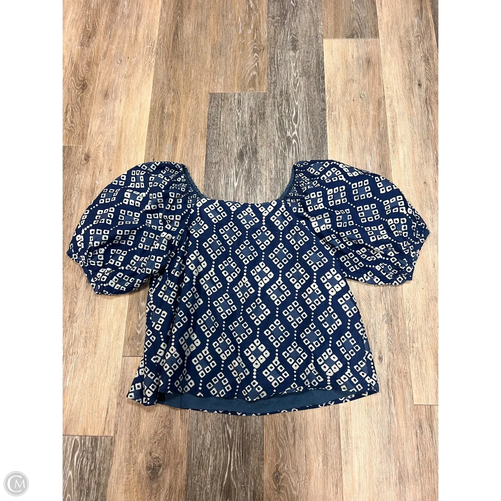 Relaxed Fit Shirt Blouse Short Sleeve By Velvet By Graham & Spencer In Blue, Size: S