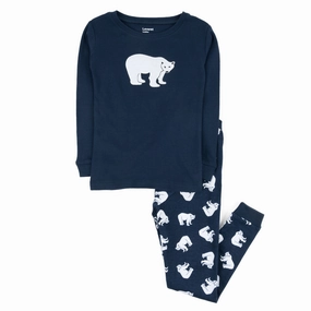 Christmas Kids Two Piece Cotton Pajamas Polar Bear Flexible Elastic Seams Tagless Labeling
