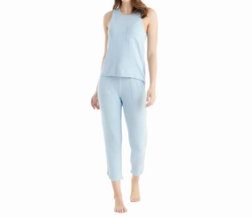 Dream Racerback Tank & Flood Pant Set In Surf Microfiber Material