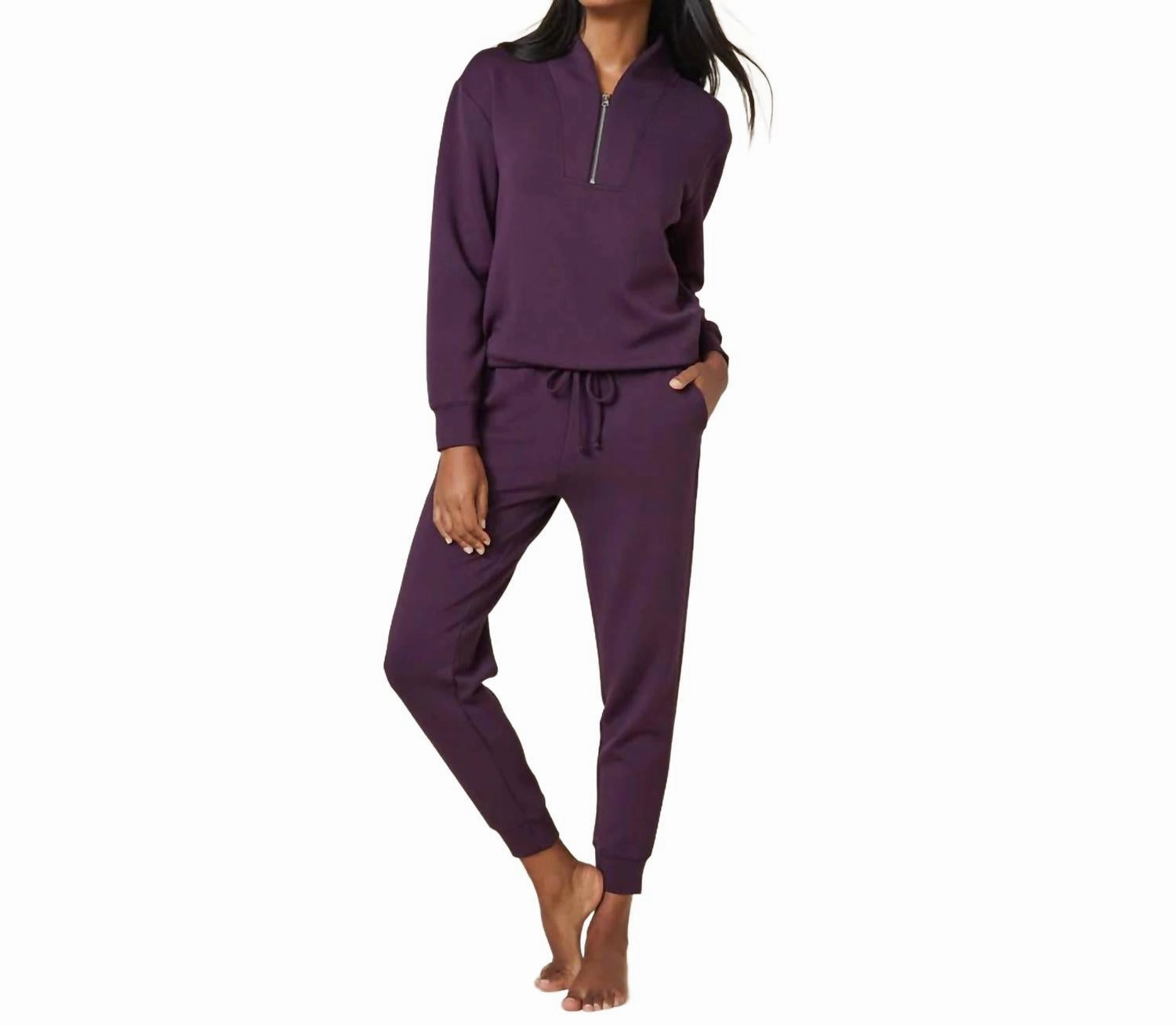 Dream Tech Zip Jogger Set In Fig Odor Control Treatment