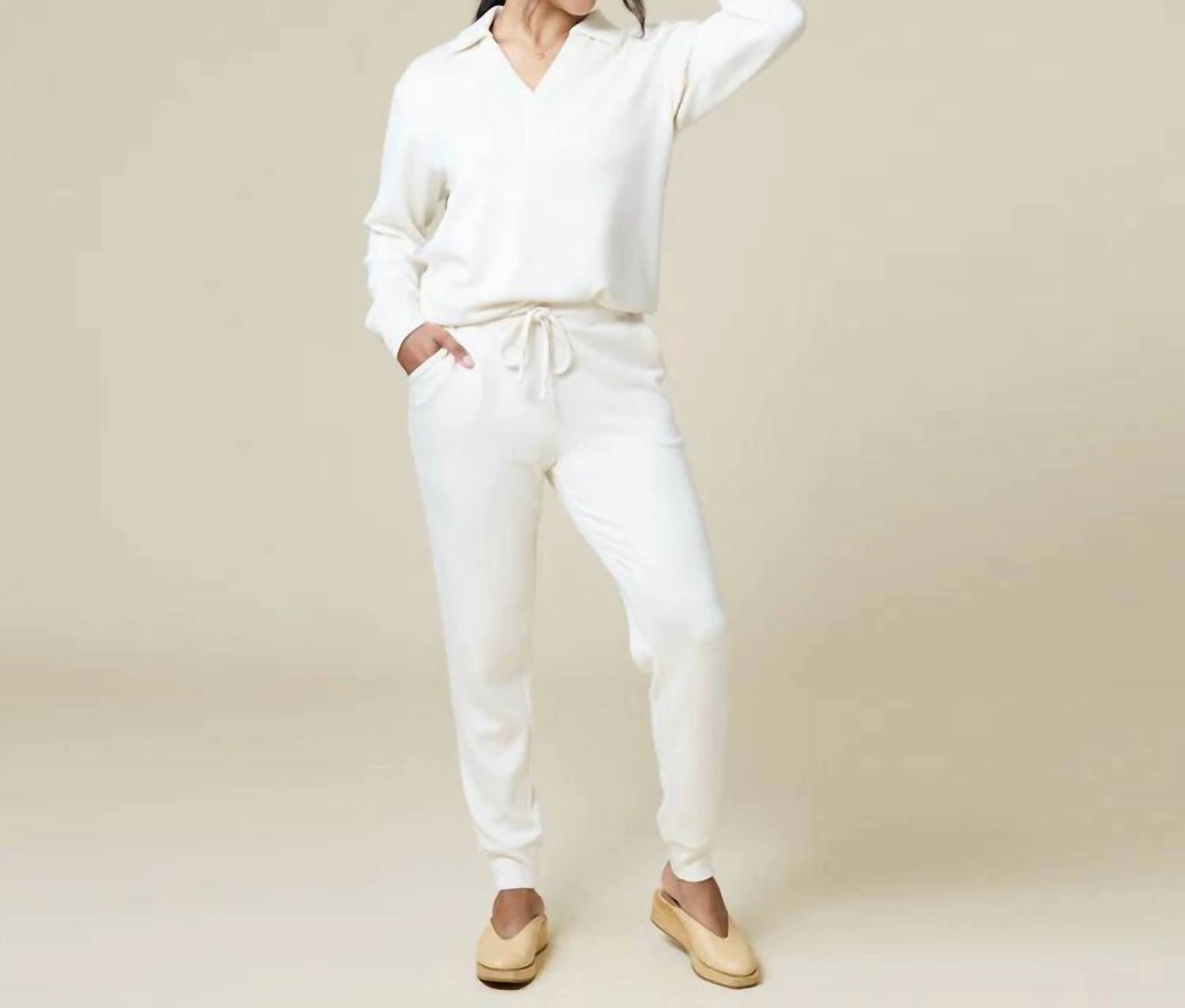 AntiSlip Grip Hem FourWay Stretch Dreamtech Johnny Collar Lounge Set In Almond